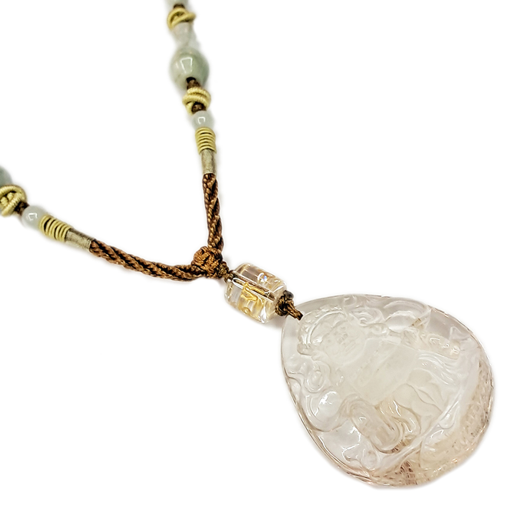 黃財神 金絲髮晶墜&中國結項鍊【十方】141792