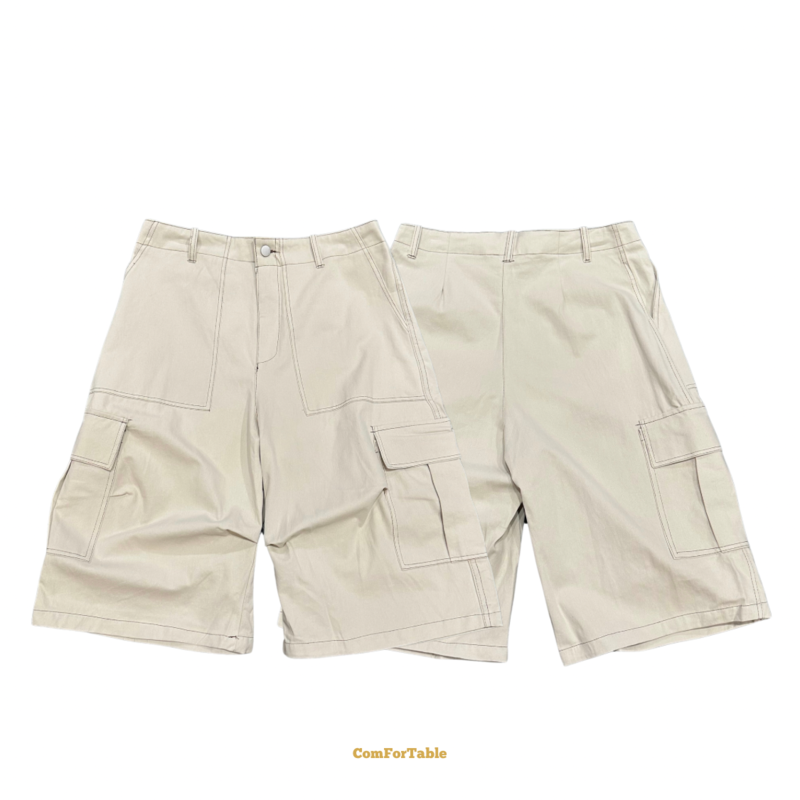 A字貼袋直筒七分褲