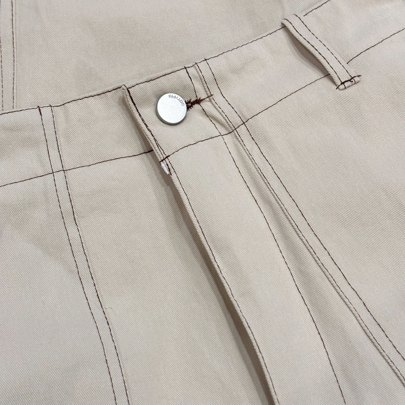 A字貼袋直筒七分褲