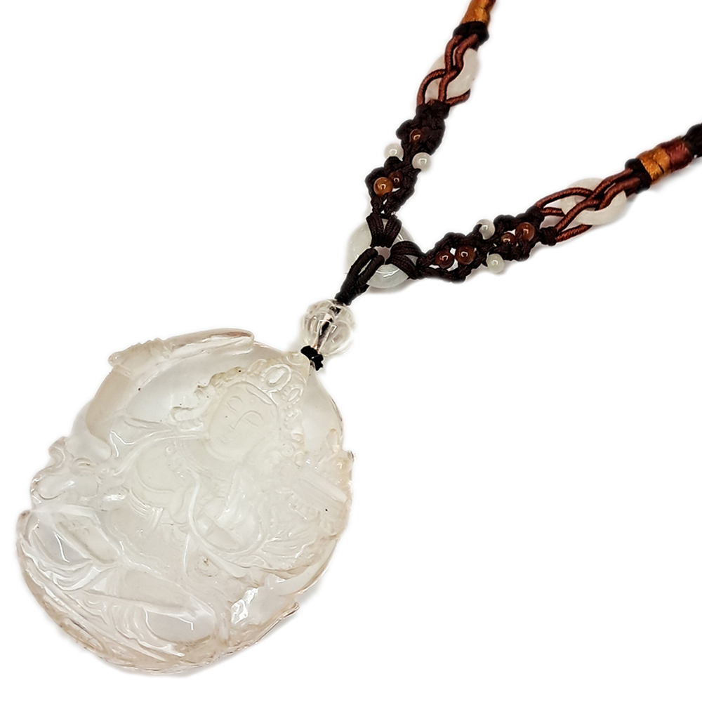 文殊菩薩 水晶手工雕 中國結項鍊【十方】141789