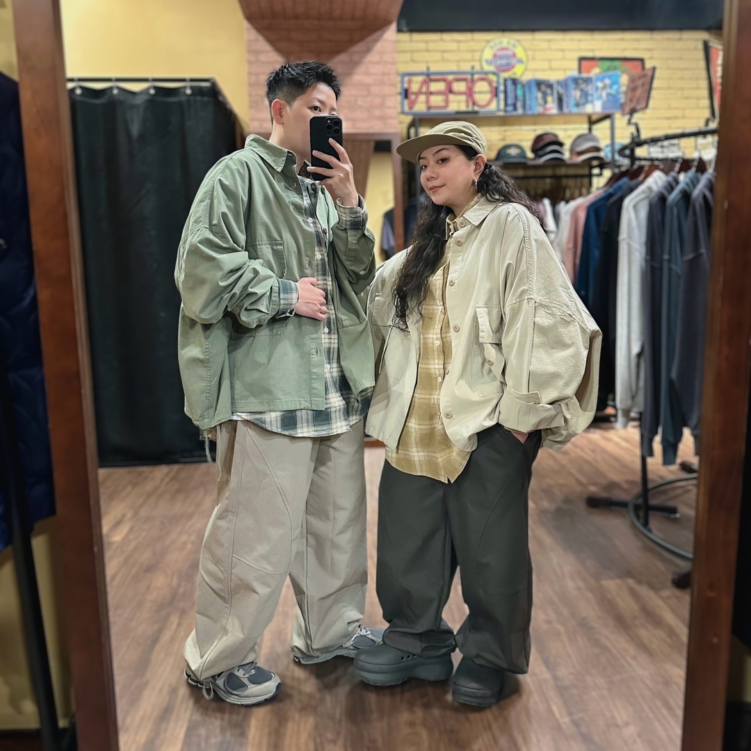 日系小方格砂洗寬版外套