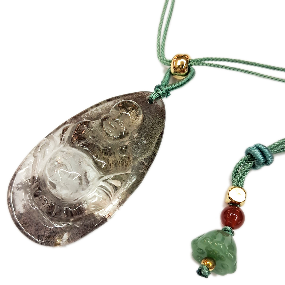 彌勒佛 綠幽靈水晶 墜飾4.5公分【十方】148963