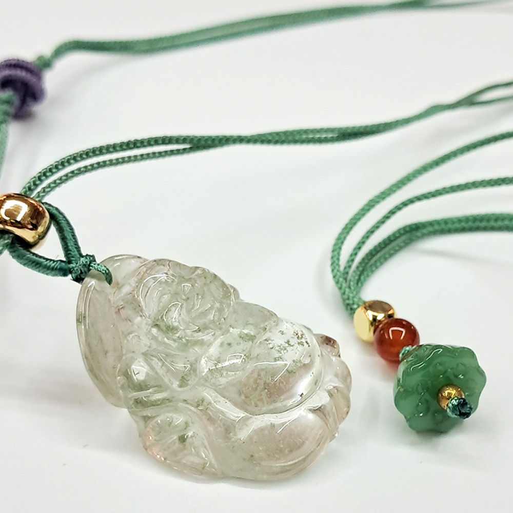 彌勒佛 綠幽靈水晶項鍊【十方】148959