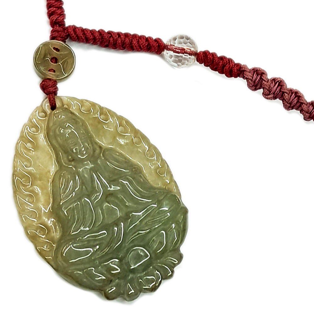 合掌觀音玉佩中國結項鍊【十方】123072