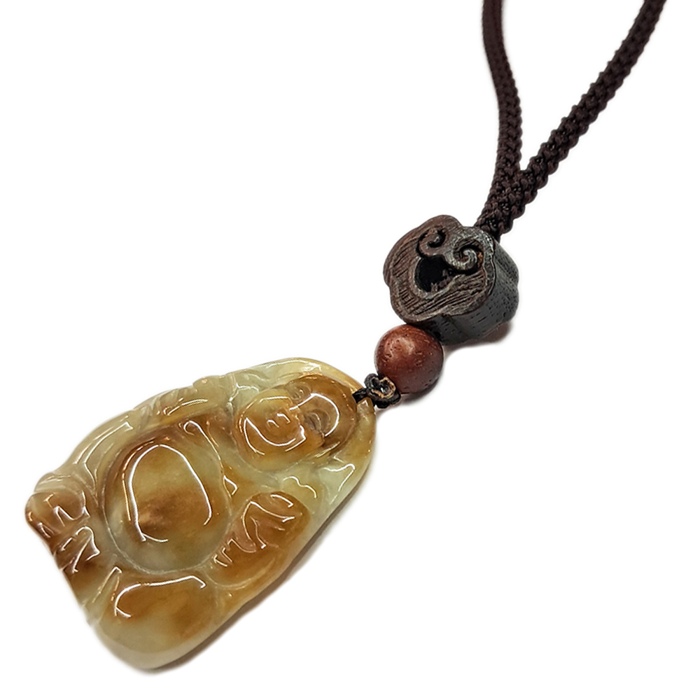 彌勒佛{蜜糖黃}玉珮&中國結項鍊【十方】136951