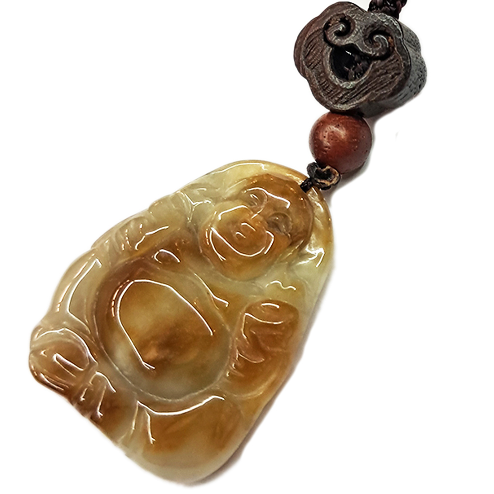彌勒佛{蜜糖黃}玉珮&中國結項鍊【十方】136951