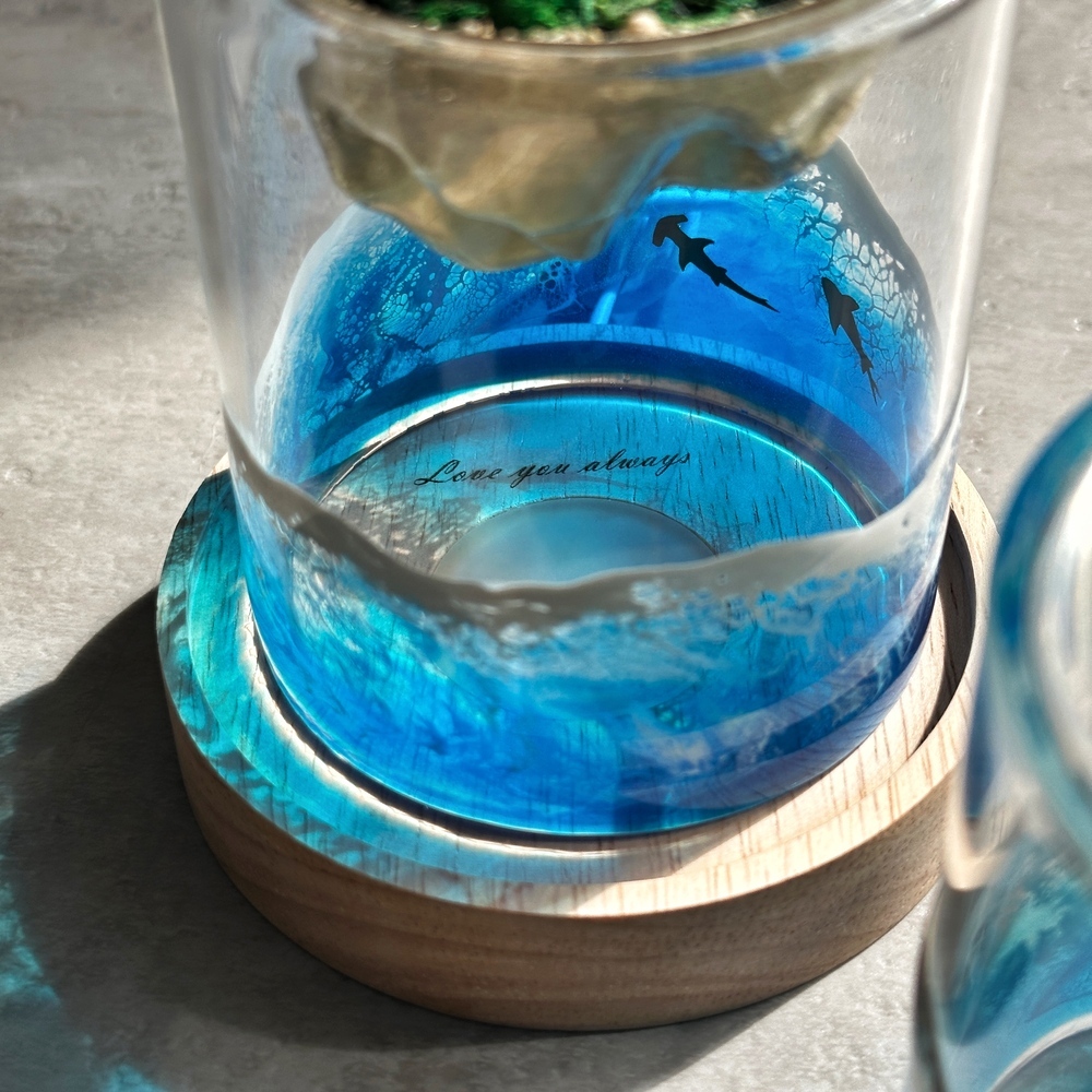 天空之城飄浮小島海浪杯玫瑰夜燈