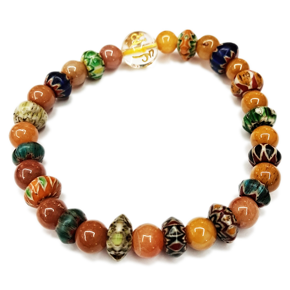 六字真言{水晶}&雪弗蘭琉璃手珠5*8mm【十方】154303