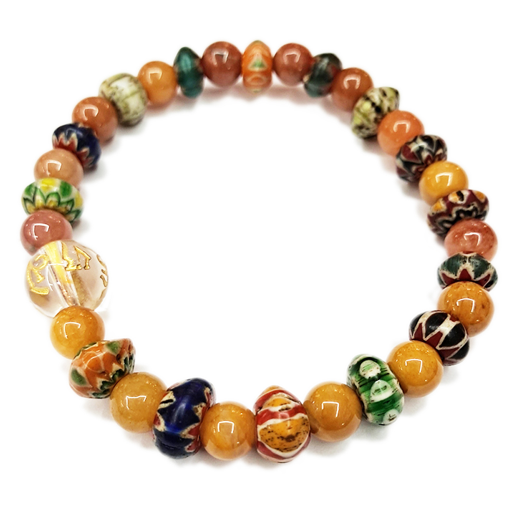 六字真言{水晶}&雪弗蘭琉璃手珠5*8mm【十方】154303