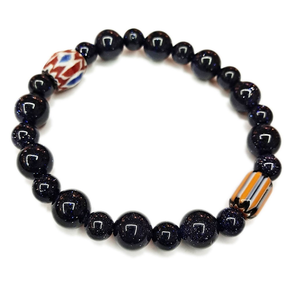 雪弗蘭琉璃&藍沙石手珠8mm【十方】154308