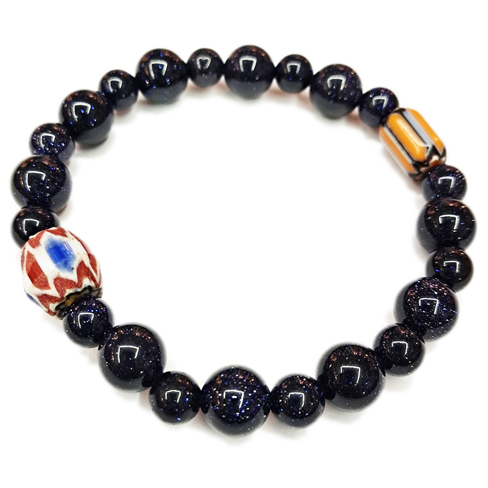 雪弗蘭琉璃&藍沙石手珠8mm【十方】154308