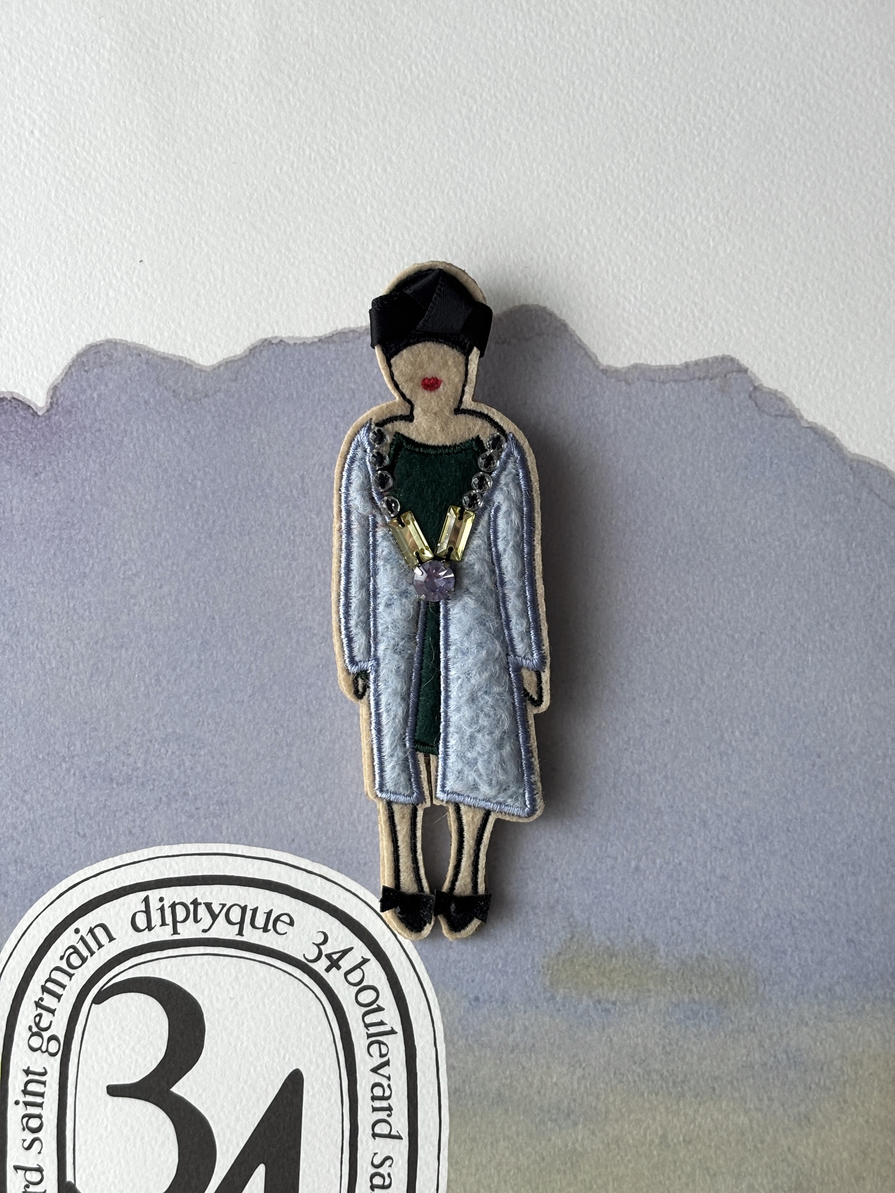 復古時尚仕女不織布造型別針