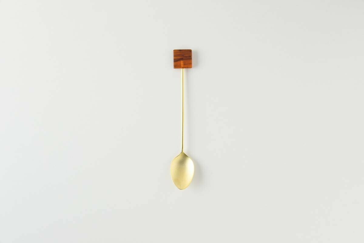 方形琥珀 12公分甜點湯匙｜日本Tsubame-Sanjo 燕三條