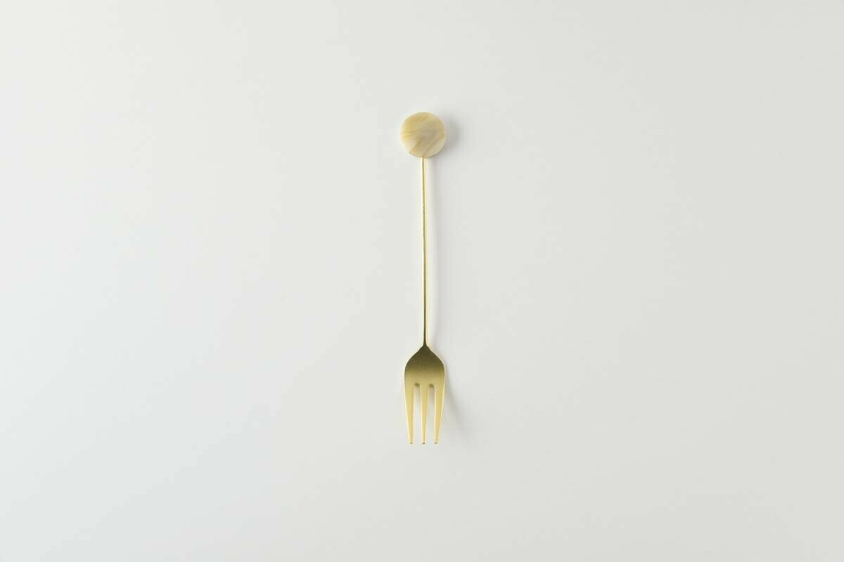 圓形白色大理石 12公分甜點叉｜日本Tsubame-Sanjo 燕三條