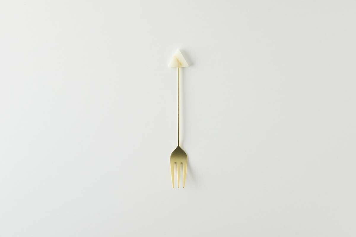 三角白色大理石 12公分甜點叉｜日本Tsubame-Sanjo 燕三條