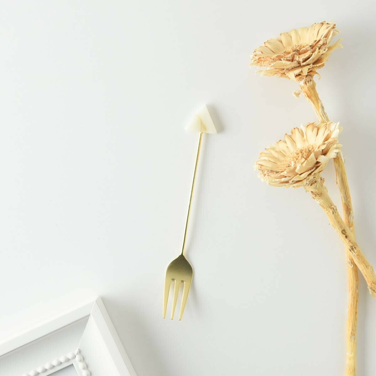 三角白色大理石 12公分甜點叉｜日本Tsubame-Sanjo 燕三條