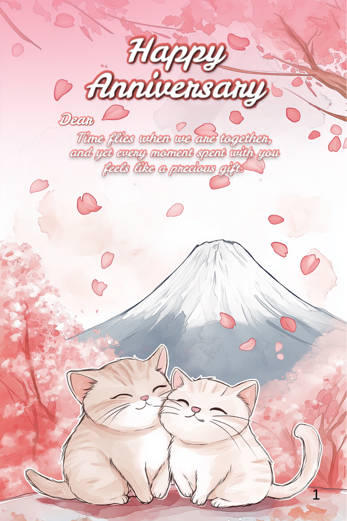 櫻花貓咪週年紀念卡