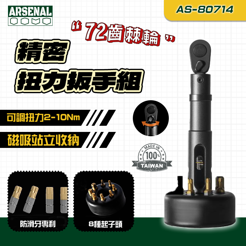 愛森諾｜AS-80714 棘輪扭力扳手（2-10Nm）