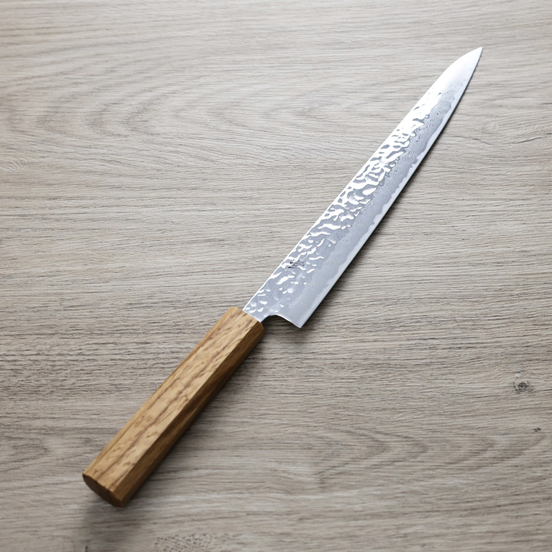 作SAKU 壱 筋引 240mm AUS10鋼 鎚目 大馬士革