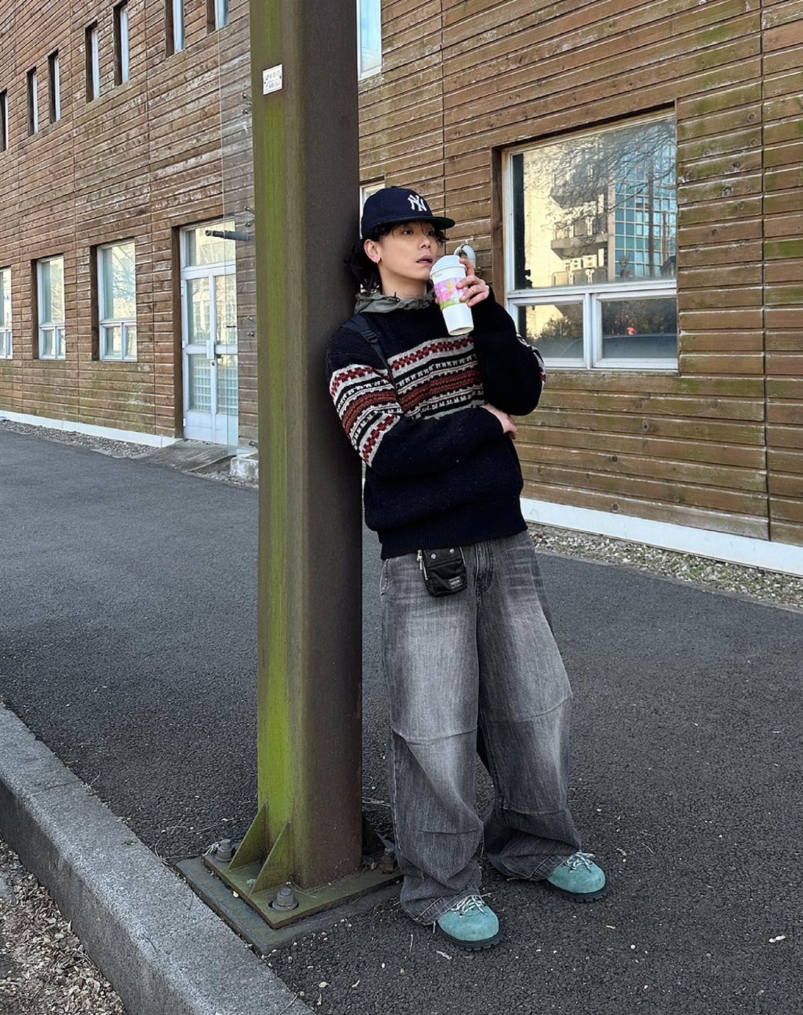 Holy In Code 粗紡 紋理 彈力 氣球 牛仔褲