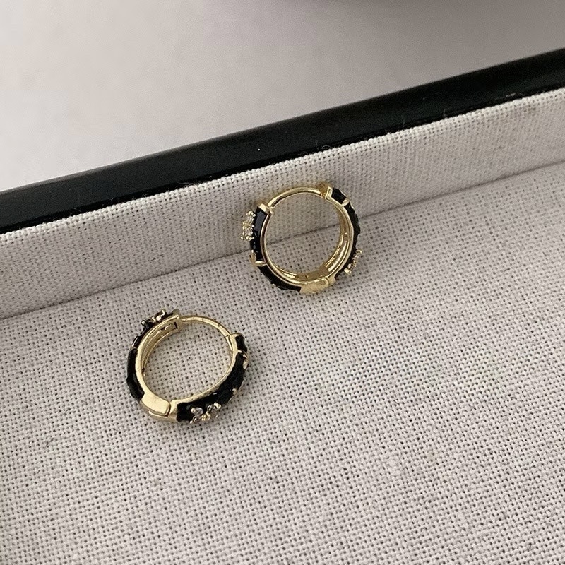 黑金鑽小老花耳釦釘