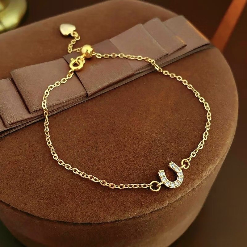 低奢U金鑽字母”抽拉式細手鍊/現貨1