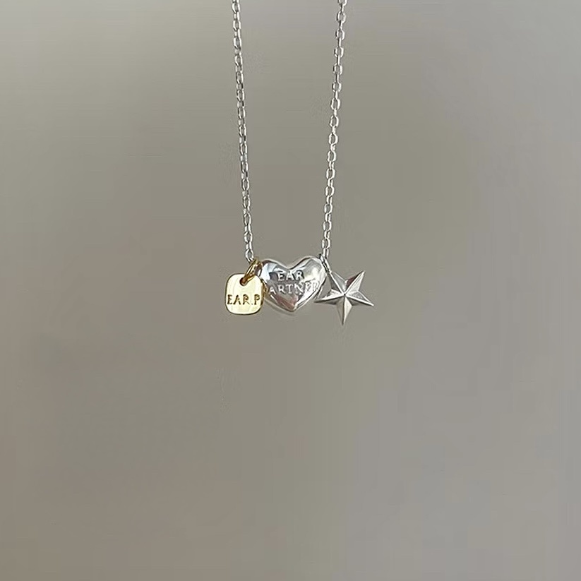 sliver925純銀心星小墜飾”小金牌項鏈