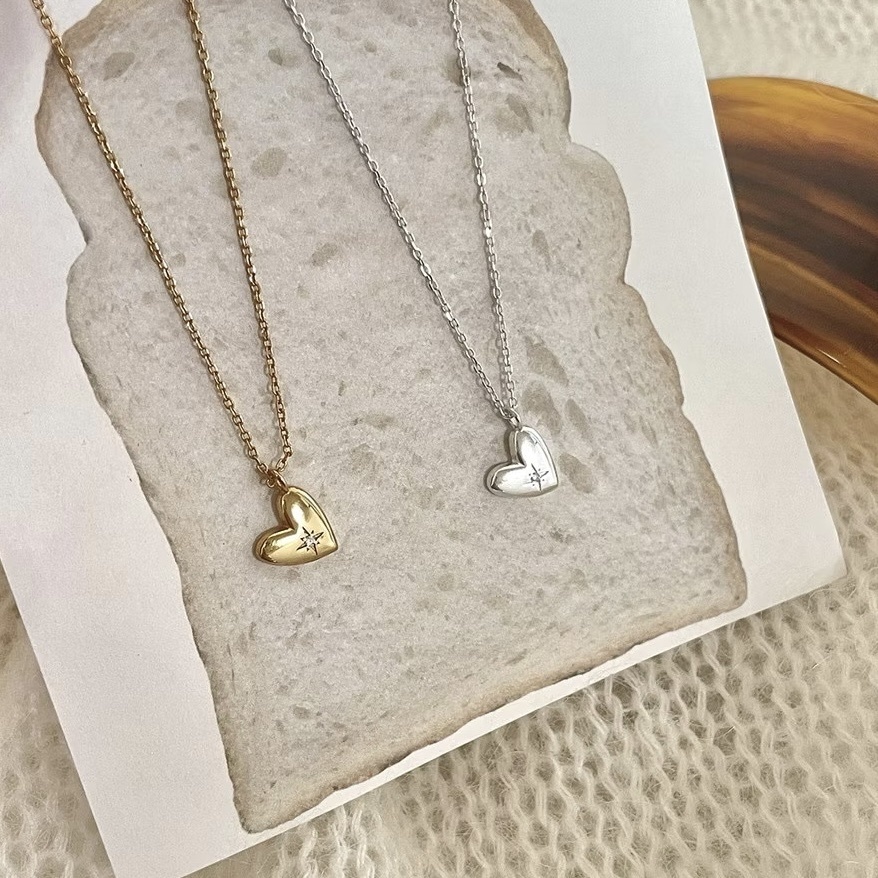 silver925純銀芒愛心吊墜項鏈