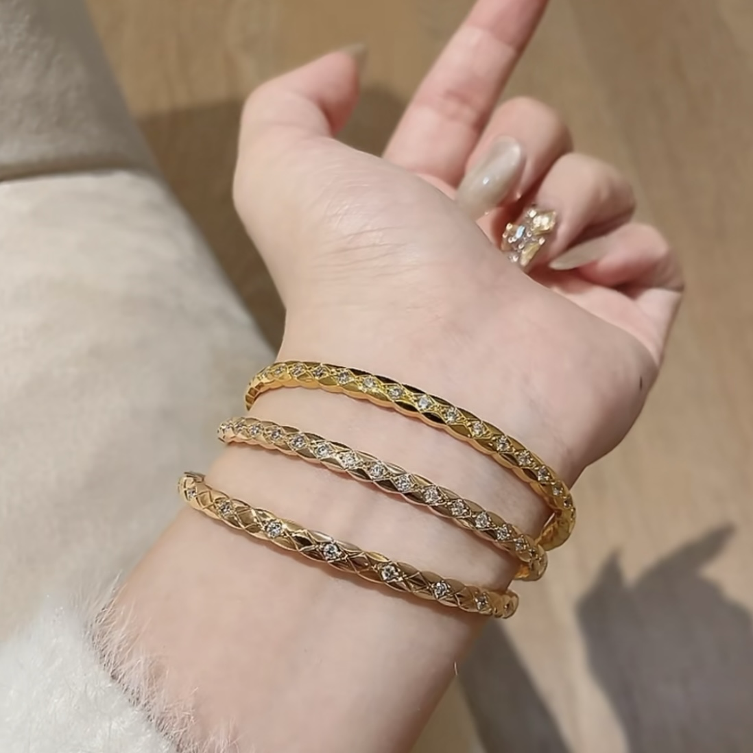 18k”coco crush經典菱格細間隔鑽”高奢定製手鐲