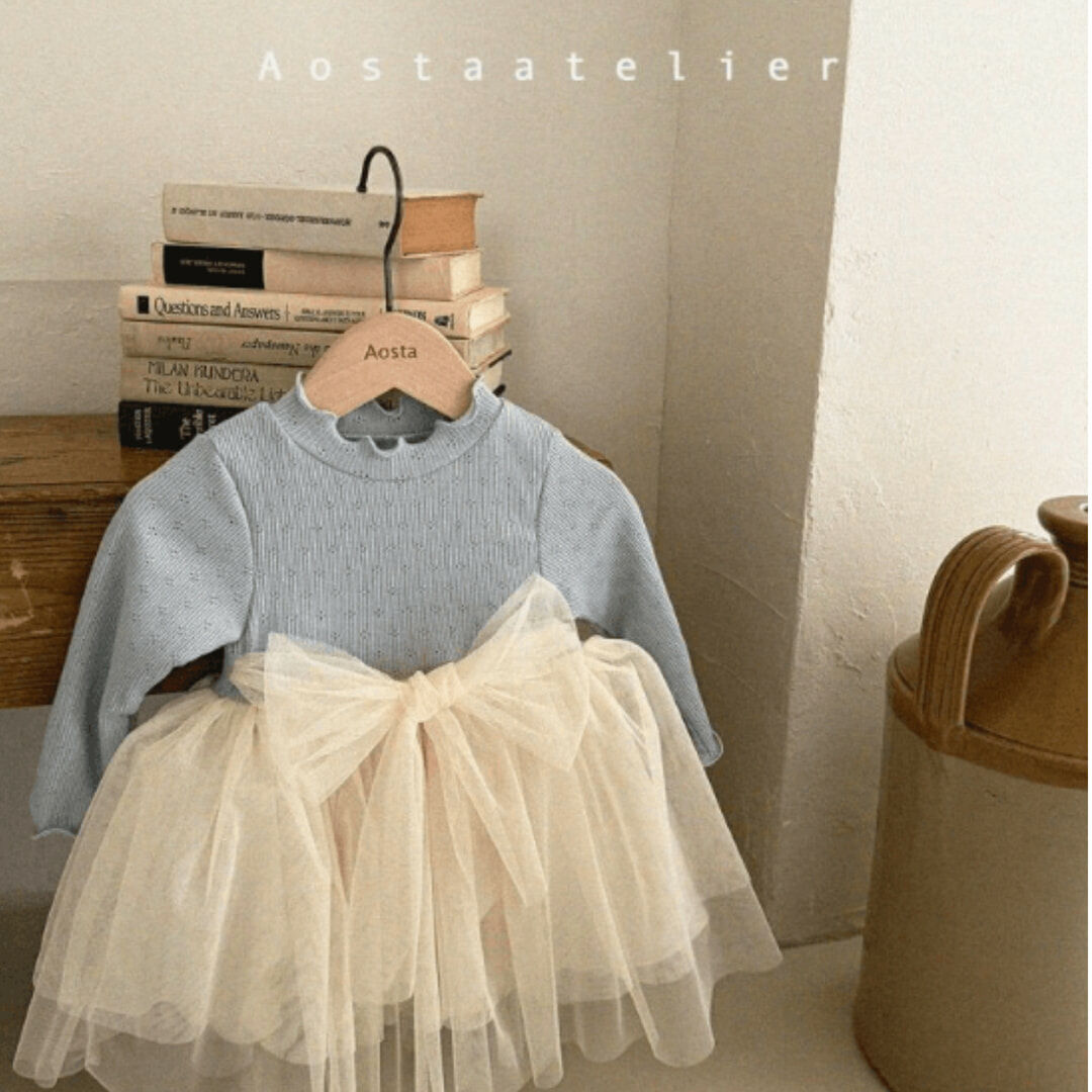 韓國 Aosta -  25春 夢幻藍簍空紗裙