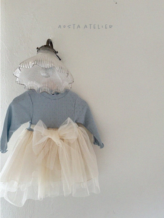 韓國 Aosta -  25春 夢幻藍簍空紗裙