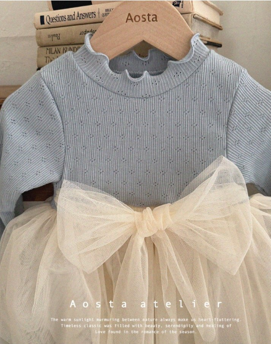 韓國 Aosta -  25春 夢幻藍簍空紗裙