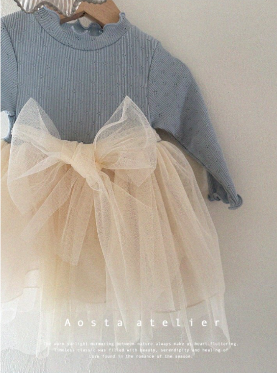 韓國 Aosta -  25春 夢幻藍簍空紗裙