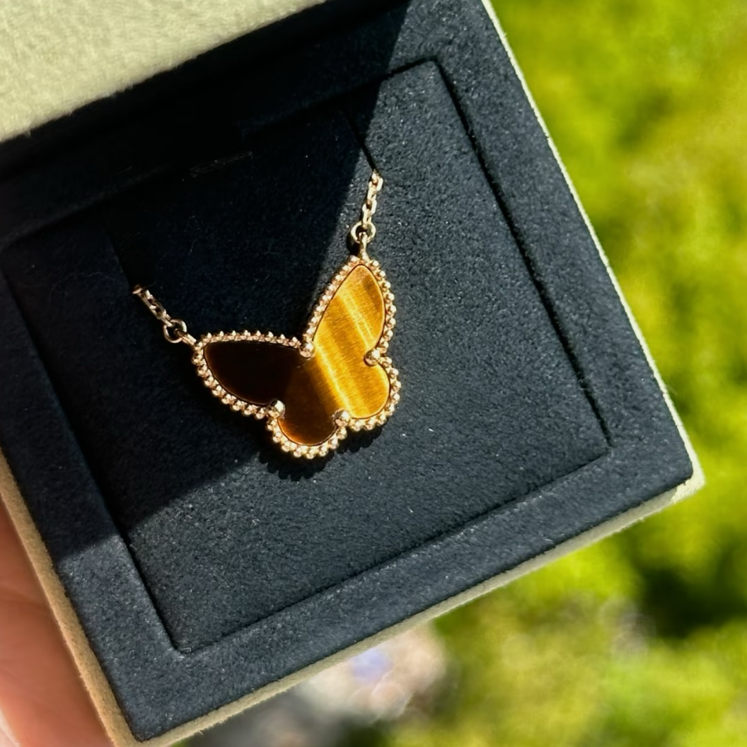 18k va”虎眼石Lucky Alhambra蝴蝶墜高奢定製項鏈