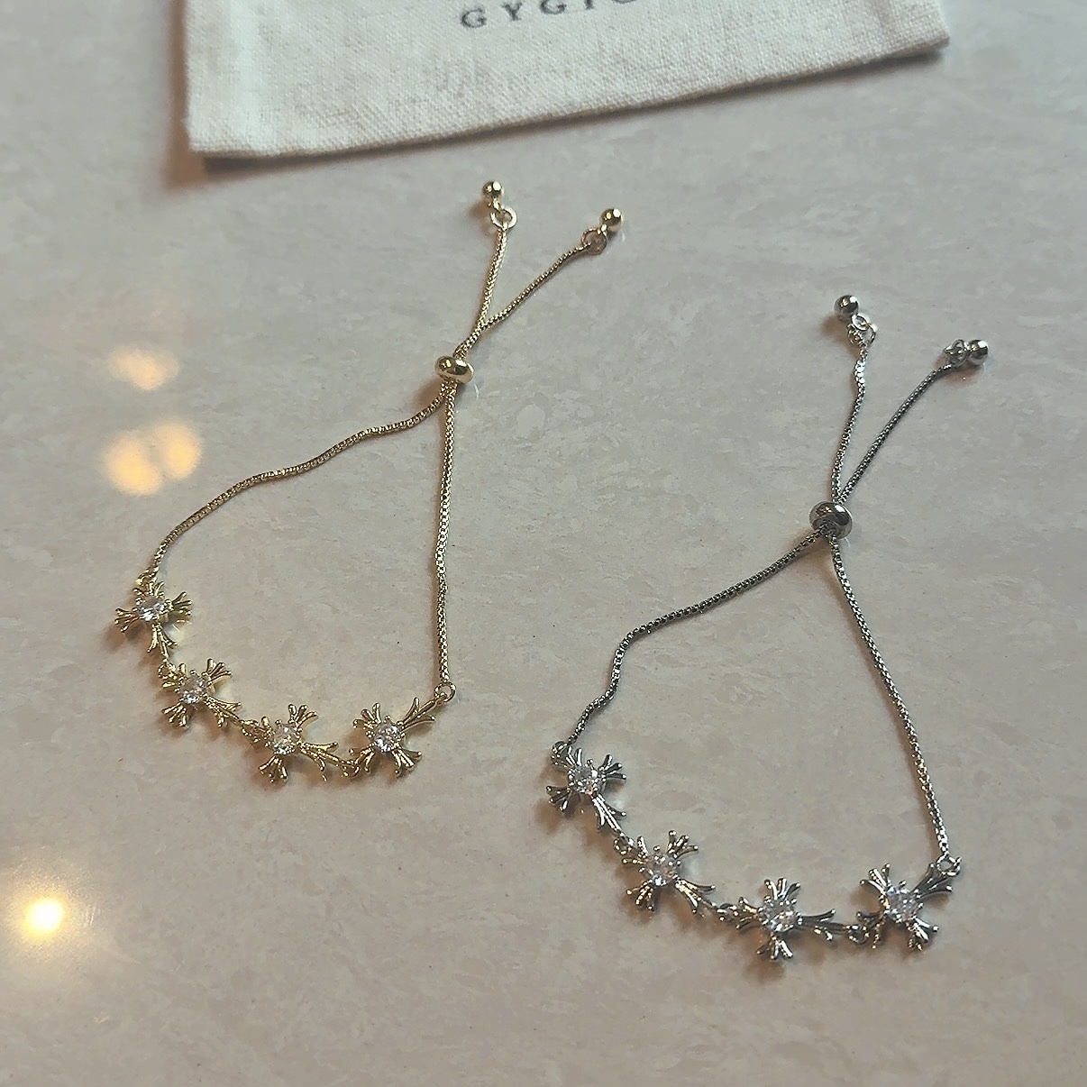 低奢chrome Heart”十字鑽抽拉式翻玩手鍊