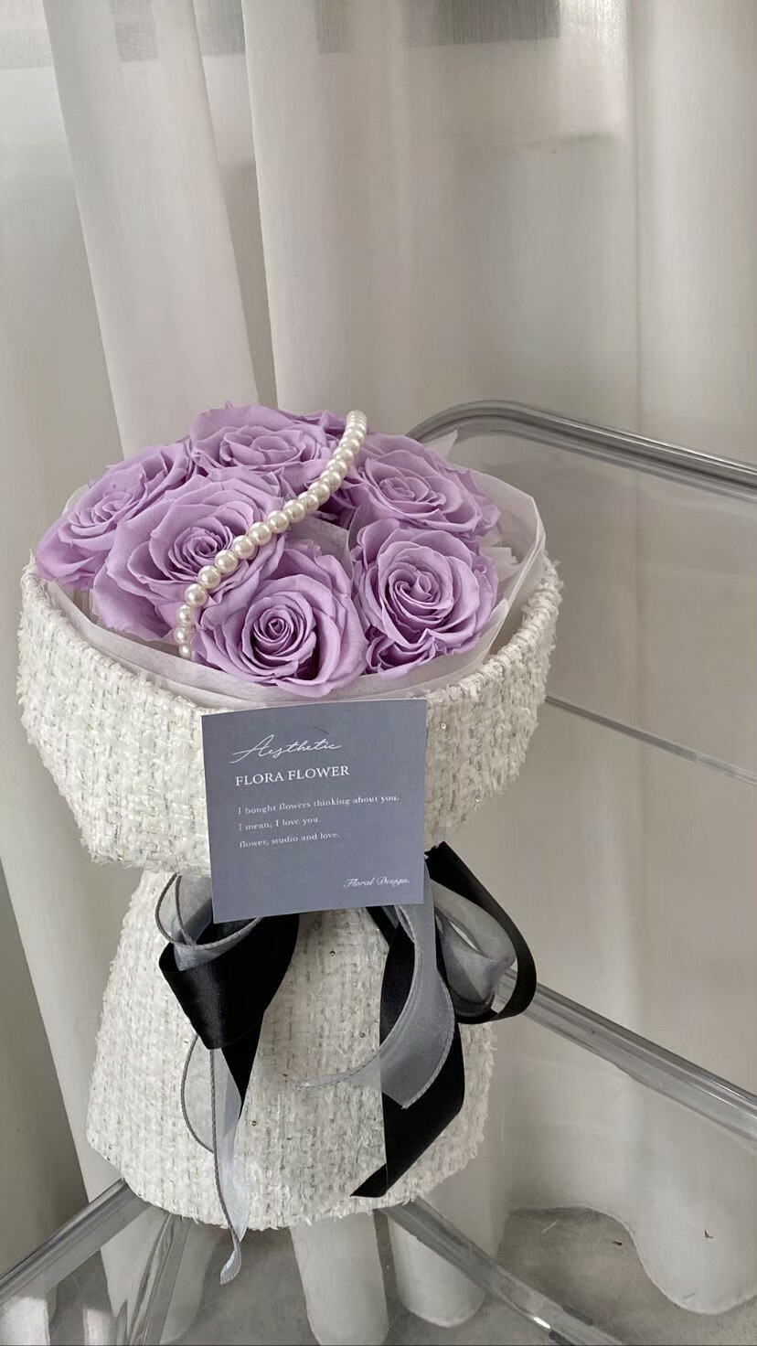 俄羅斯永生花束 - 珍珠紫