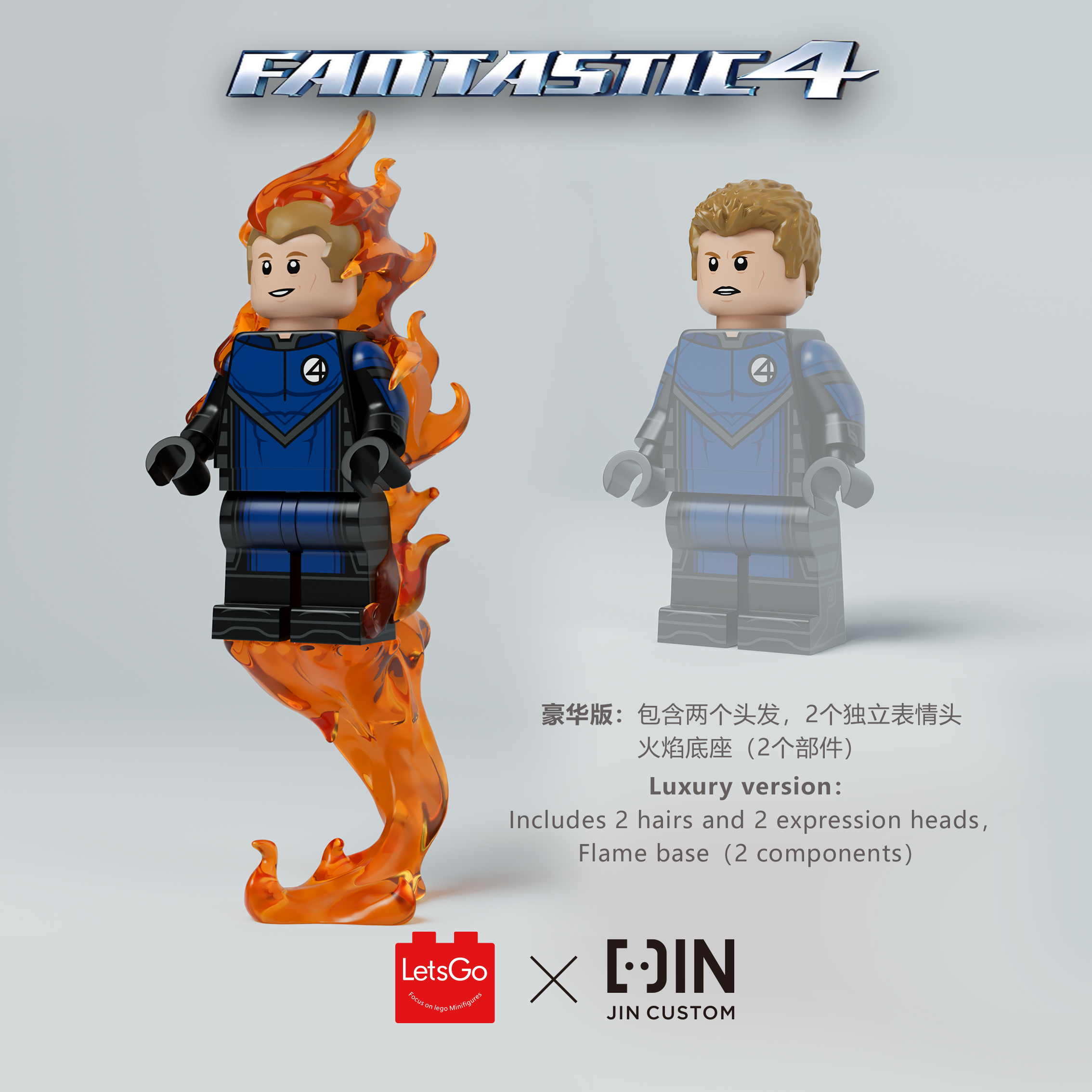 [JIN Custom x Lets GO] [In Stock] Fantastic Four - Human Torch [PADprinted]