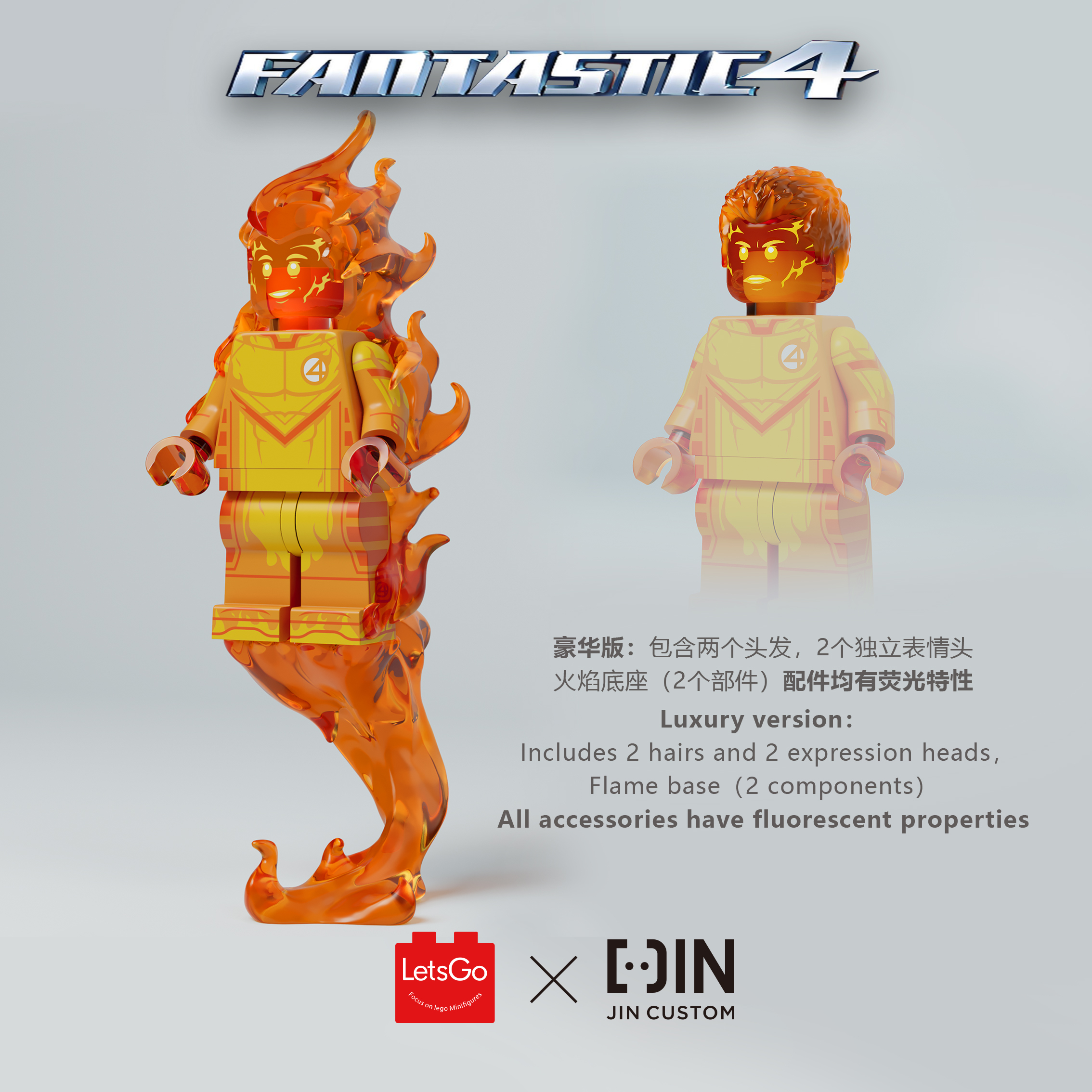 [JIN Custom x Lets GO] [In Stock] Fantastic Four - Human Torch [PADprinted]