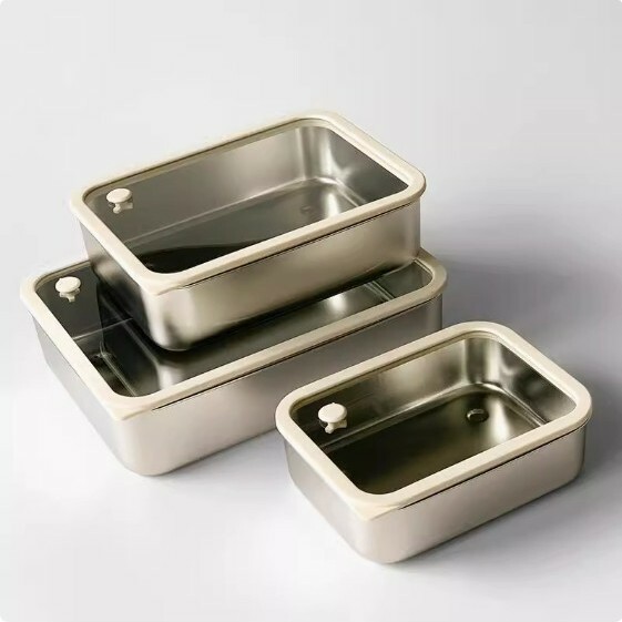 《5695》日系大容量透明視窗不鏽鋼保鮮盒