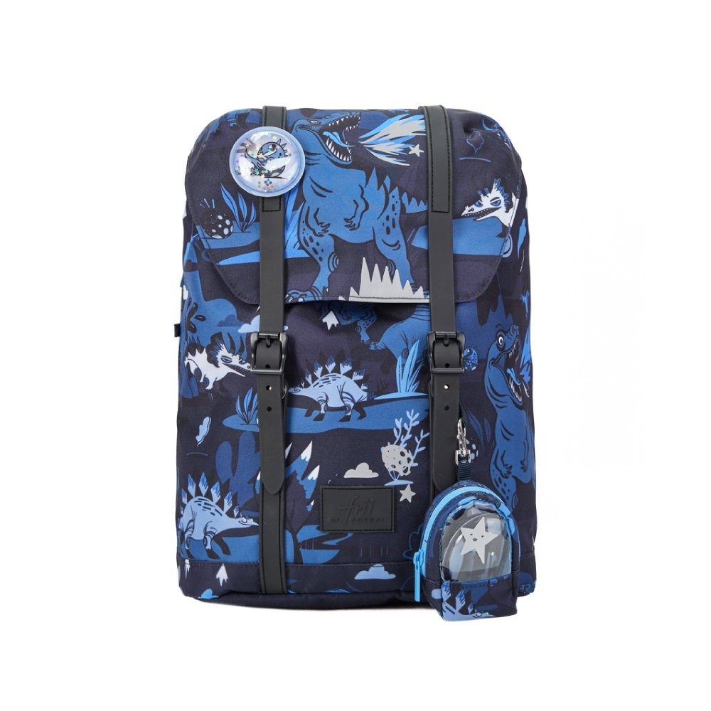 挪威Frii Retro 22L輕量護脊書包-恐龍深藍