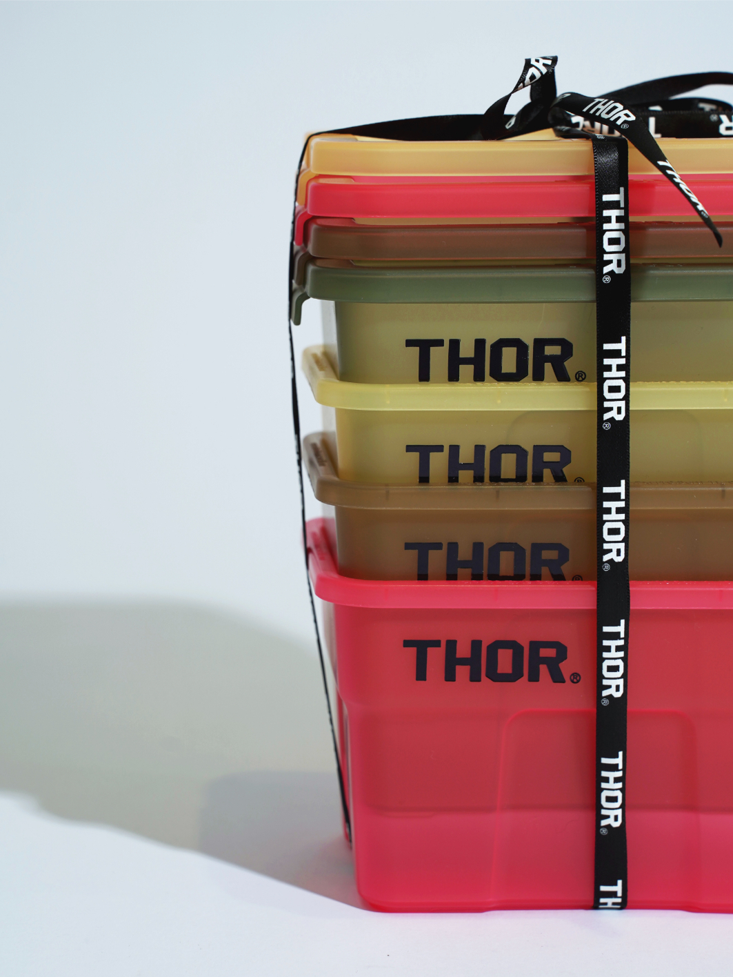 THOR 迷你收納箱 桌上盒 收納盒 (附蓋) 四色一組 限定配色 (透綠/透黃/透紅/透咖) Mini Tote