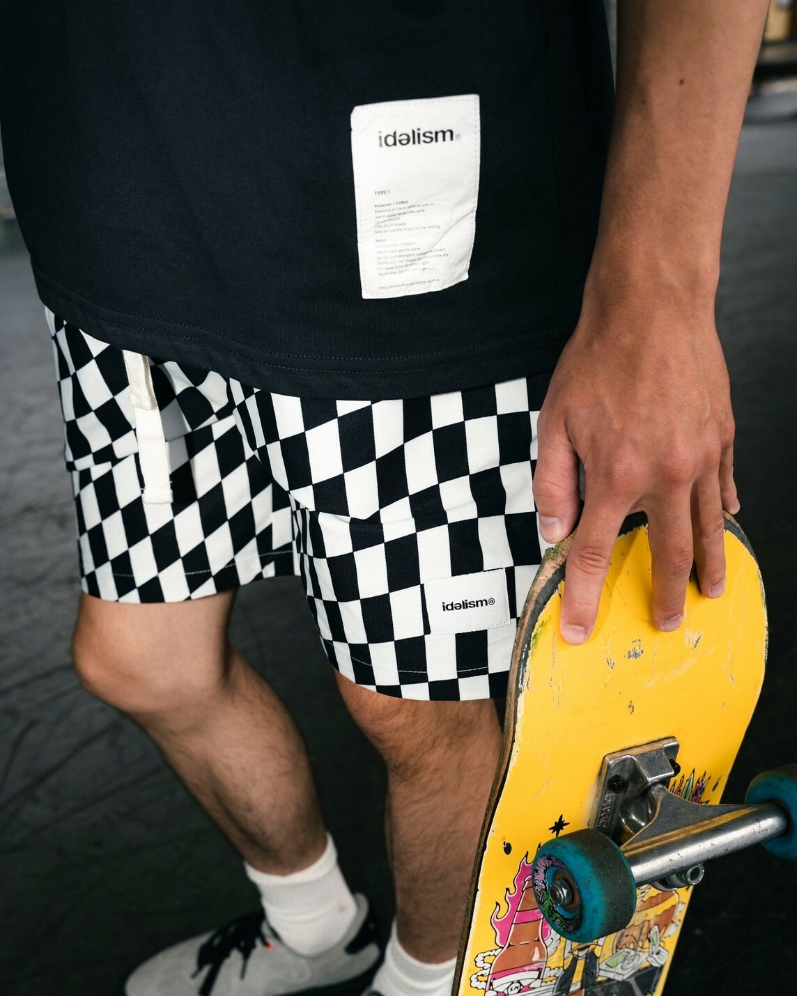 idealism 方格尼龍膝上短褲 黑白格/灰黑格 24 S/S Square Shorts