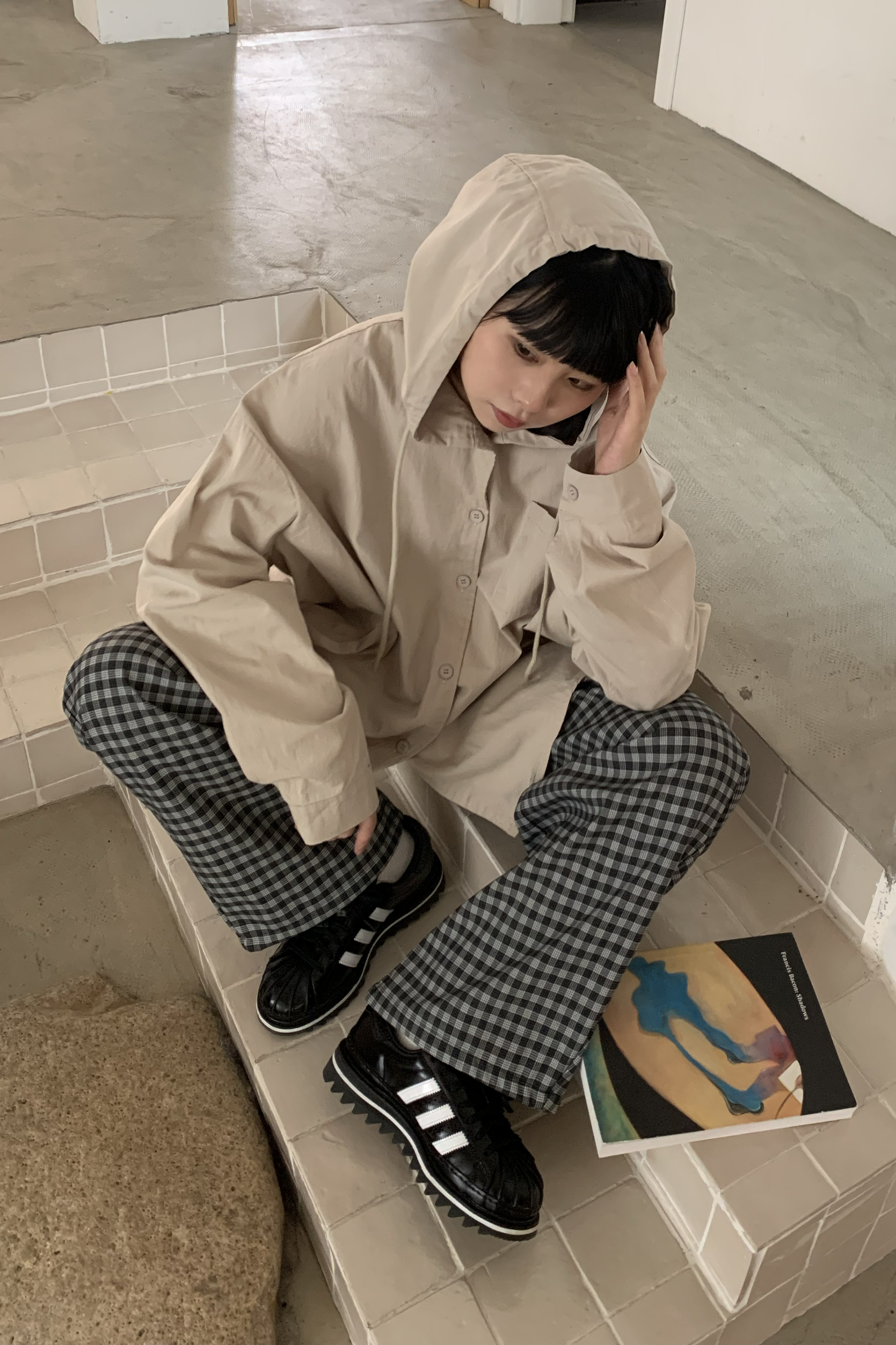 超神版型!!格子落地長褲