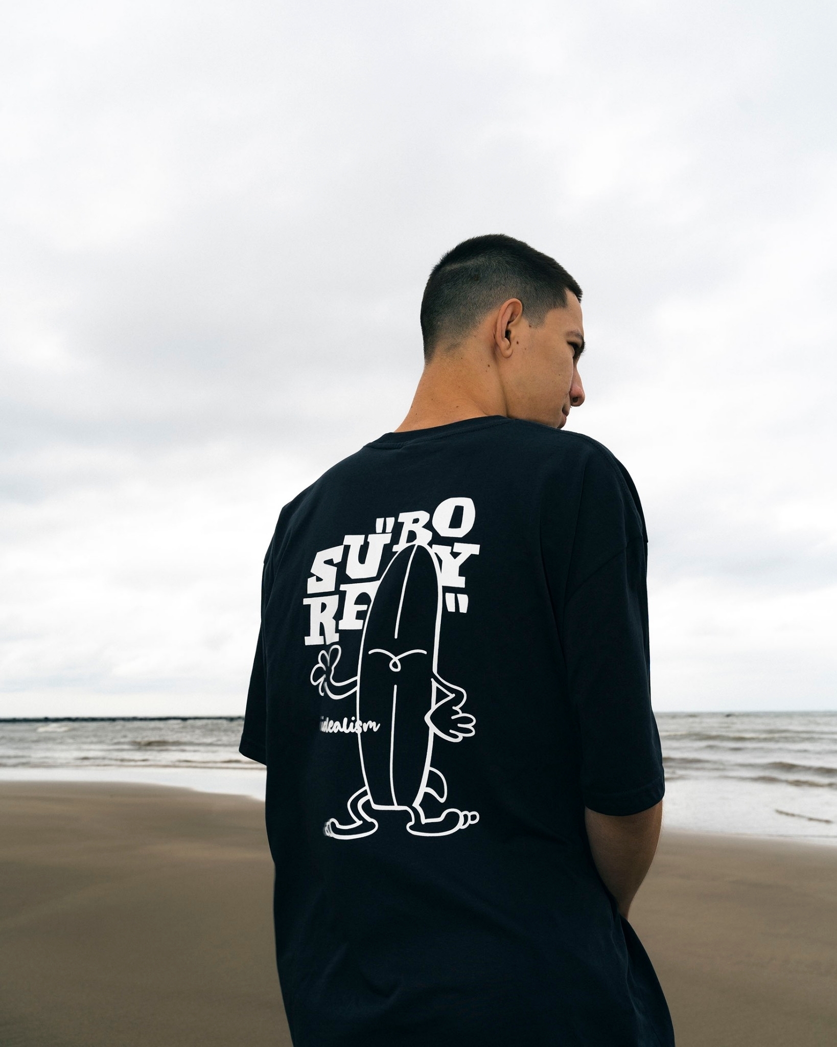 idealism 短袖T恤 手繪 衝浪 淺灰/深灰 24 S/S Surfboy Tee