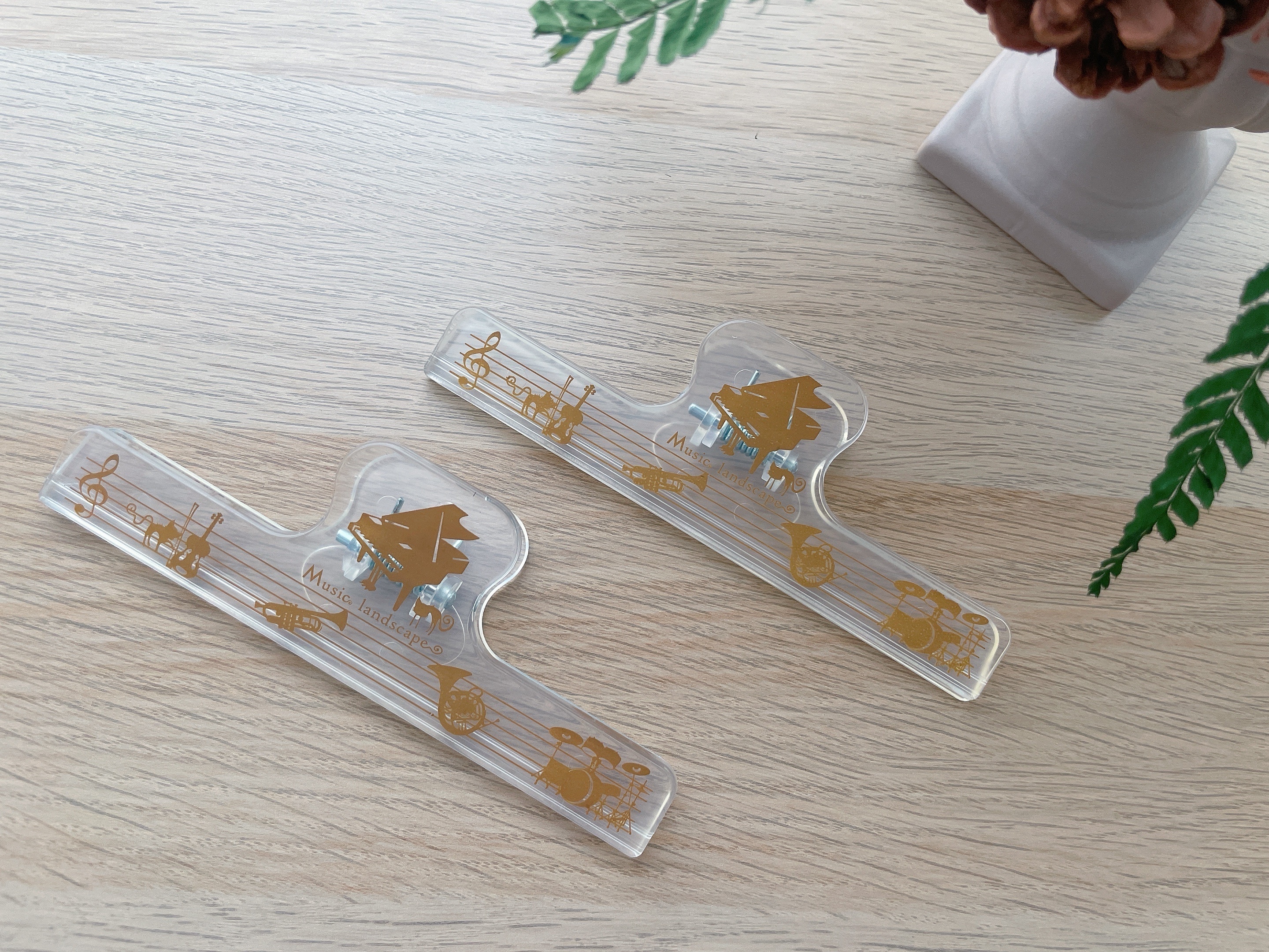 長型夾 - 音樂風景 (透明金色 )