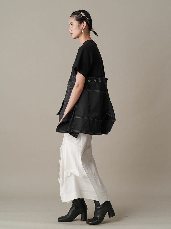 UN3D. 2025SS DENIM DETAIL DOCKING T-SH