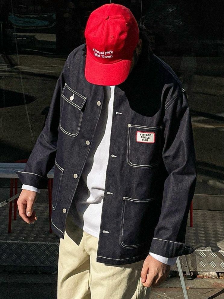 淨色襟章牛仔褸 TAC-0116JK