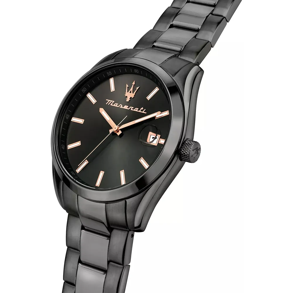 萬年鐘錶 - MASERATI 瑪莎拉蒂 Attrazione   全黑簡約面盤不鏽鋼男錶 R8853151015 錶徑: 43MM