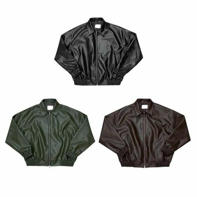 反領拉鍊合成皮褸 TAC-0119JK