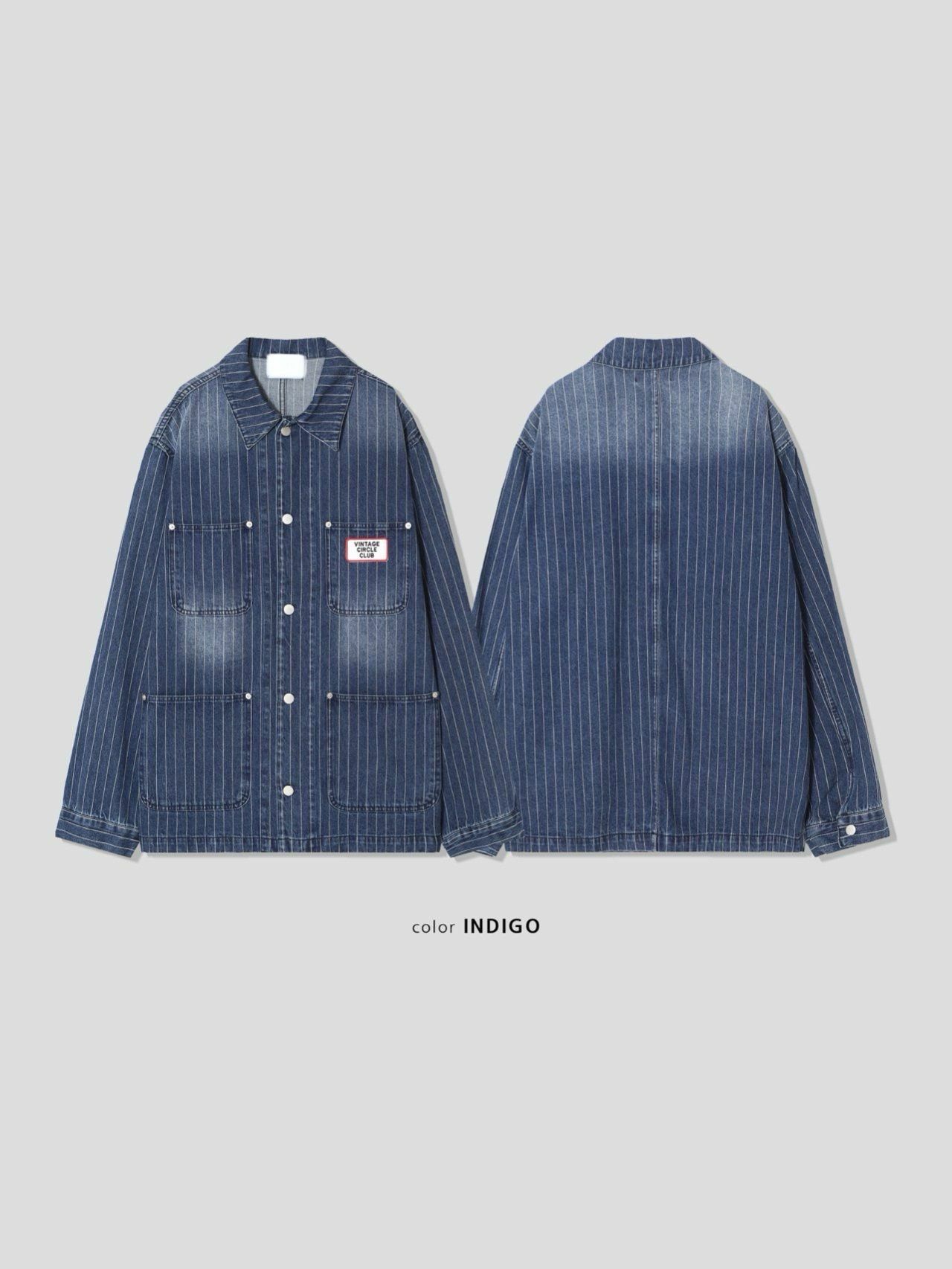 洗水直間襟章牛仔褸 JK2622